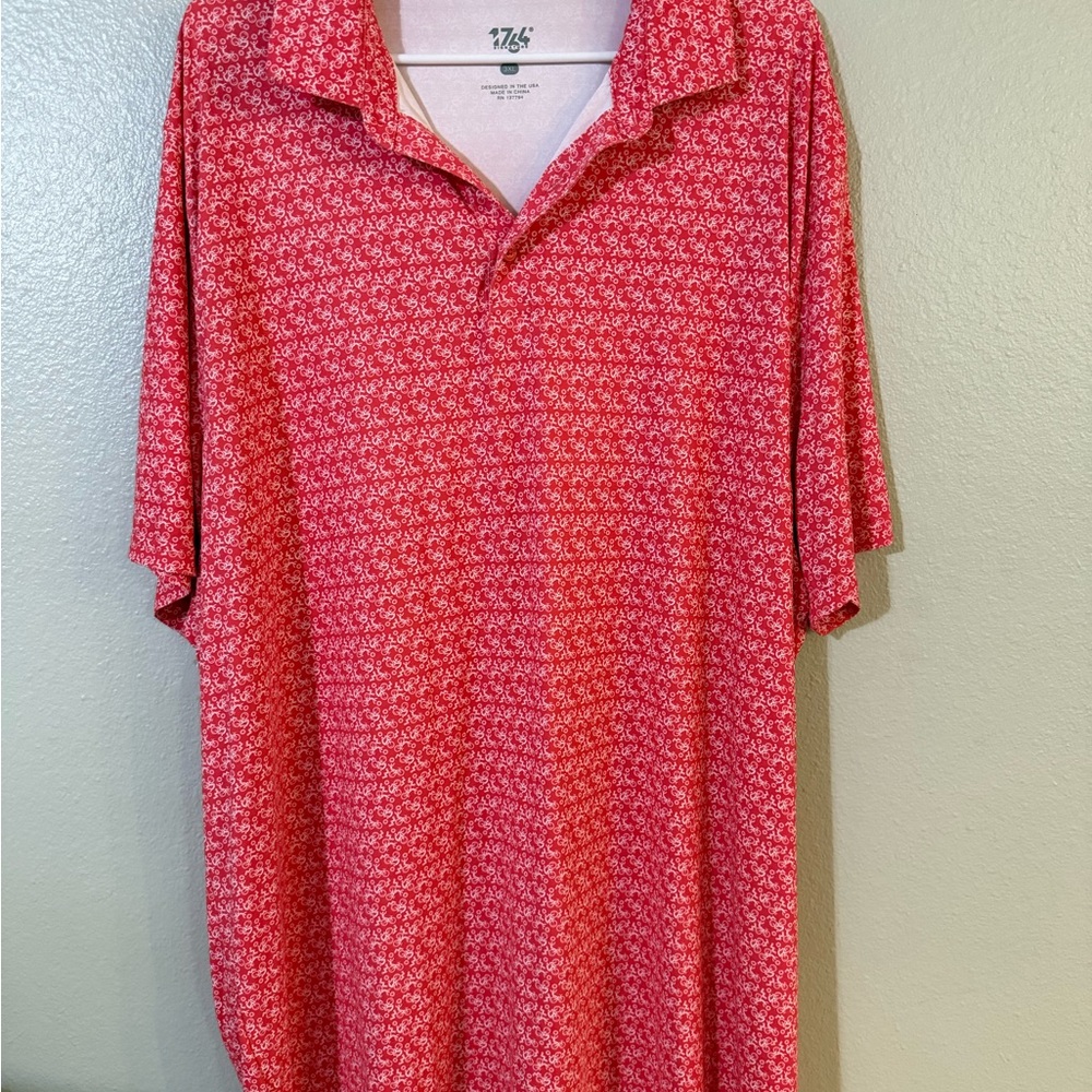 1764 Red Polo with white bicycle design